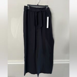 NEW CAROLE WREN PEBBLE CREPE PALAZZO PANTS WITH BELT BLACK SIZE: X LARGE